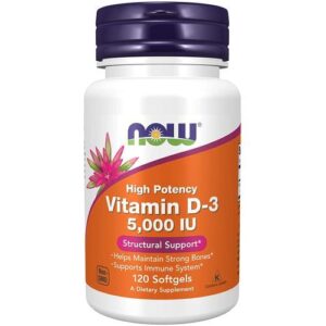 Now Foods Vitamine D3, 5000 UI, 120 capsules