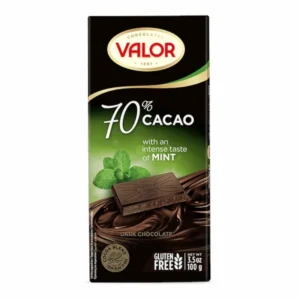 Valor Chocolat Noir 70 % à la Menthe  100 g - SANS GLUTEN
