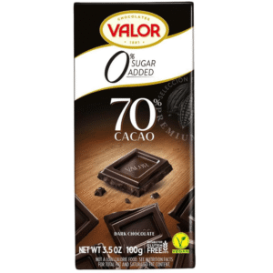 Valor Chocolat Noir70 % Cacao- Sans Sucre Ajouté - Sans Gluten 100g