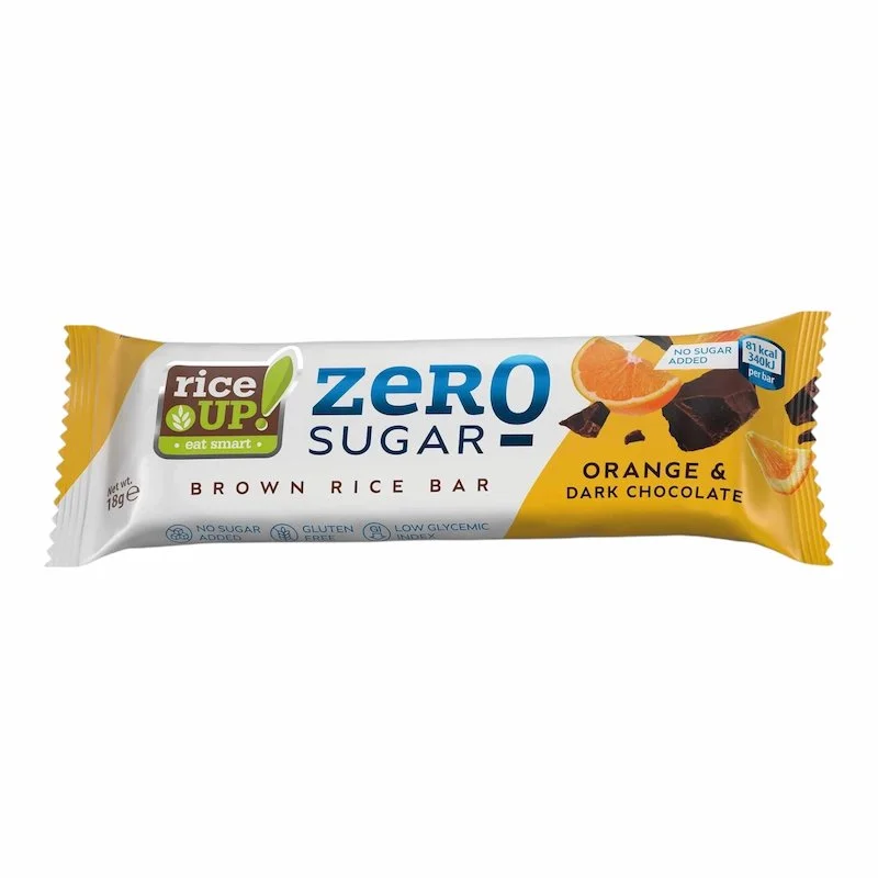 Rice Up ZERO SUGAR Rice Bar Chocolat Noir et Orange 18g – Sans Sucre et Sans Gluten