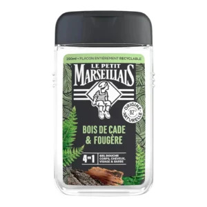 Le Petit Marseillais Gel Douche 4-en-1 Bois de Cade & Fougère 250ml – Corps, Visage & Cheveux – Fraîcheur & Parfum Boisé